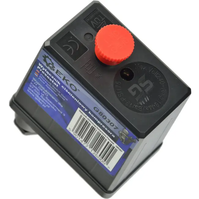 GEKO Drukschakelaar voor luchtcompressoren - Instelbaar - Max. 12 bar - 240V - 16A