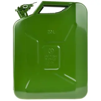 GEKO Verticale metalen jerrycan - 20L - olijfgroen - robuust staal - veilige sluiting