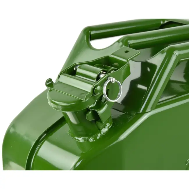 GEKO Verticale metalen jerrycan - 20L - olijfgroen - robuust staal - veilige sluiting