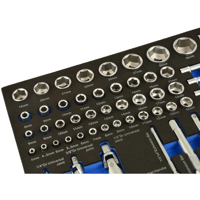 GEKO 80-delige doppenset - veelzijdige maten - 6-punts ontwerp - robuuste ratels - uitgebreide accessoires