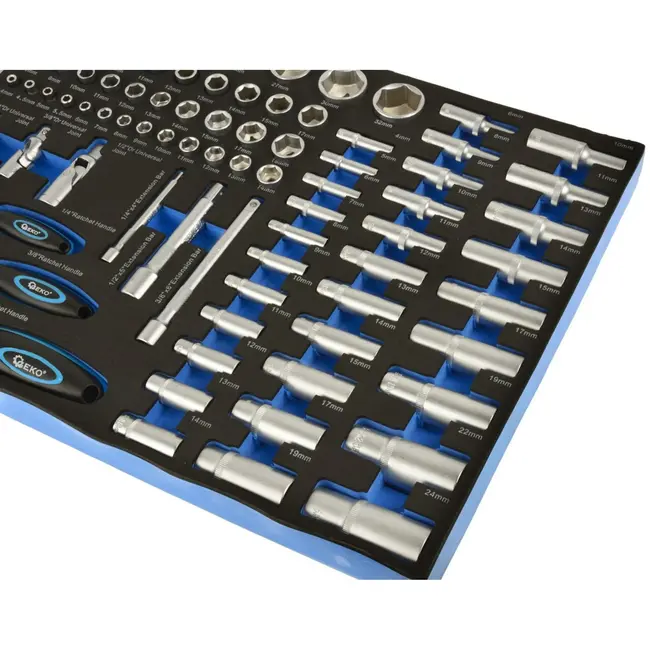 GEKO 80-delige doppenset - veelzijdige maten - 6-punts ontwerp - robuuste ratels - uitgebreide accessoires