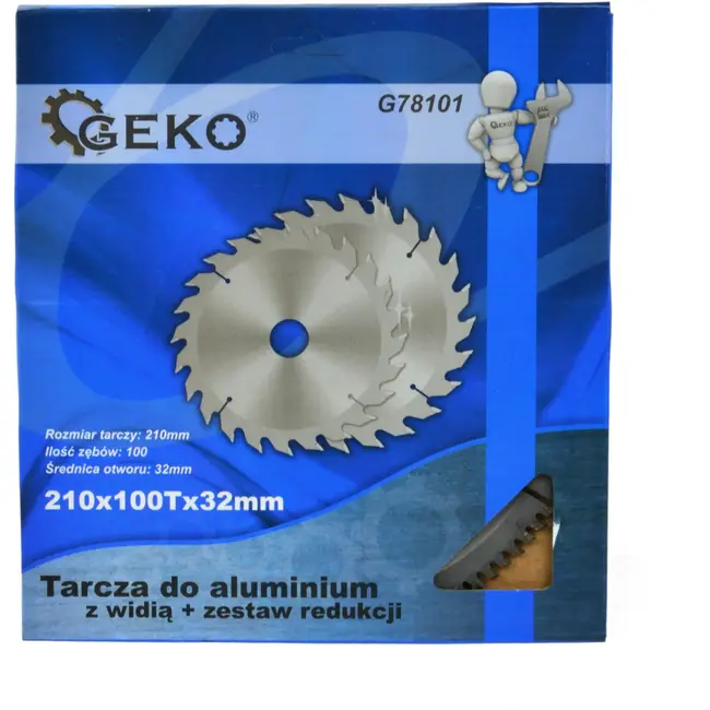 GEKO Zaagblad voor aluminium - 210 mm - 100 tanden - Inclusief reductieringen