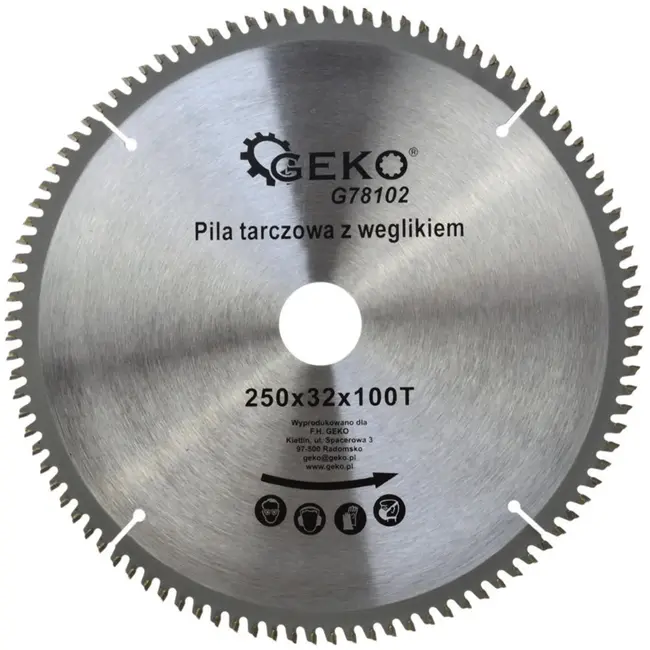 GEKO Zaagblad voor aluminium - 250 mm - 100 tanden - Inclusief reductieringen