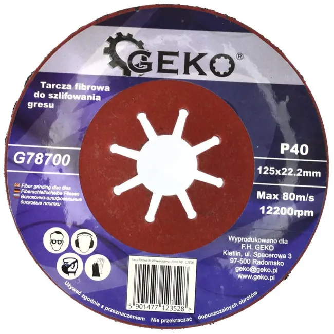 GEKO Coarse fiber schijf - 125 mm - P40 korrel - siliconen carbide - voor natuursteen - 10 stuks