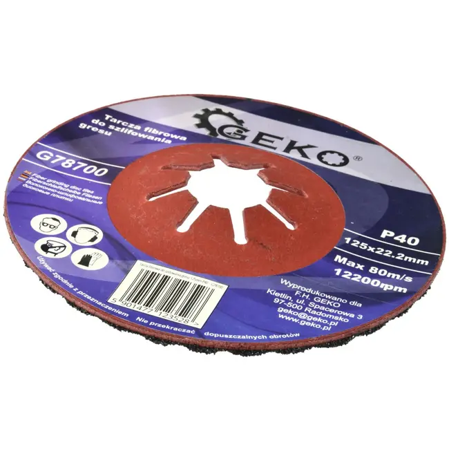 GEKO Coarse fiber schijf - 125 mm - P40 korrel - siliconen carbide - voor natuursteen - 10 stuks