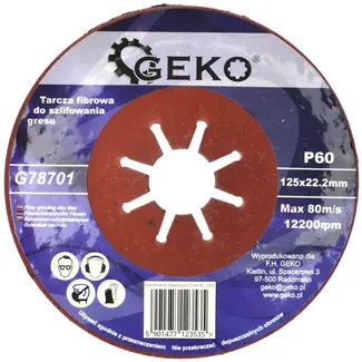GEKO Coarse Grit Fiber Disc - 125 mm - P60 - Silicon Carbide - Voor Steenbewerking - 10 stuks