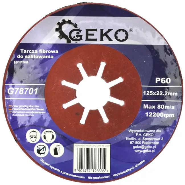 GEKO Coarse Grit Fiber Disc - 125 mm - P60 - Silicon Carbide - Voor Steenbewerking - 10 stuks