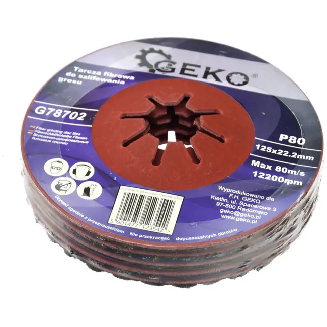 GEKO Coarse Grit Fiber Disc - Silicon Carbide - 125 mm - P80 - 10 stuks