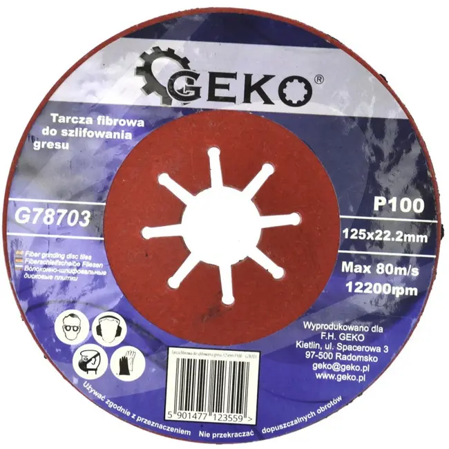 GEKO Coarse grit fiberschijf - silicon carbide - 125 mm - P100 - 10 stuks