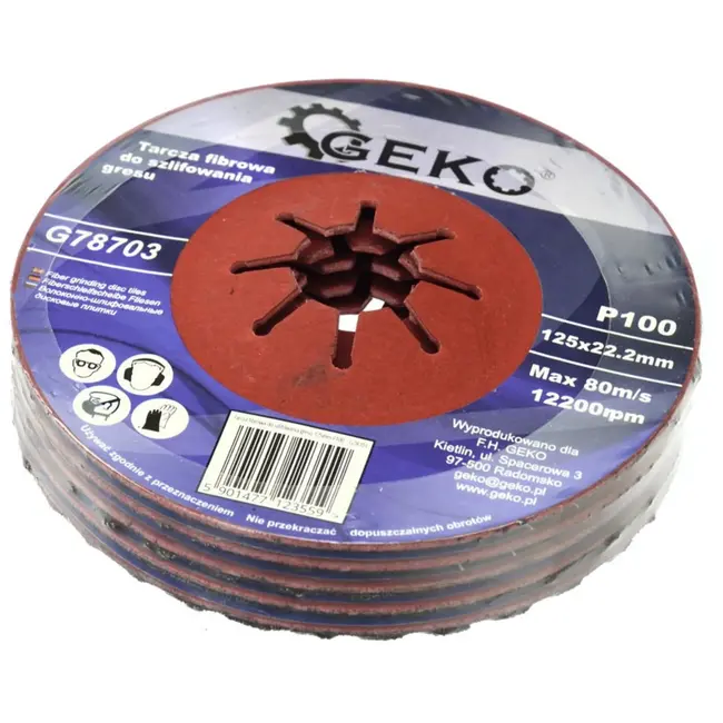 GEKO Coarse grit fiberschijf - silicon carbide - 125 mm - P100 - 10 stuks