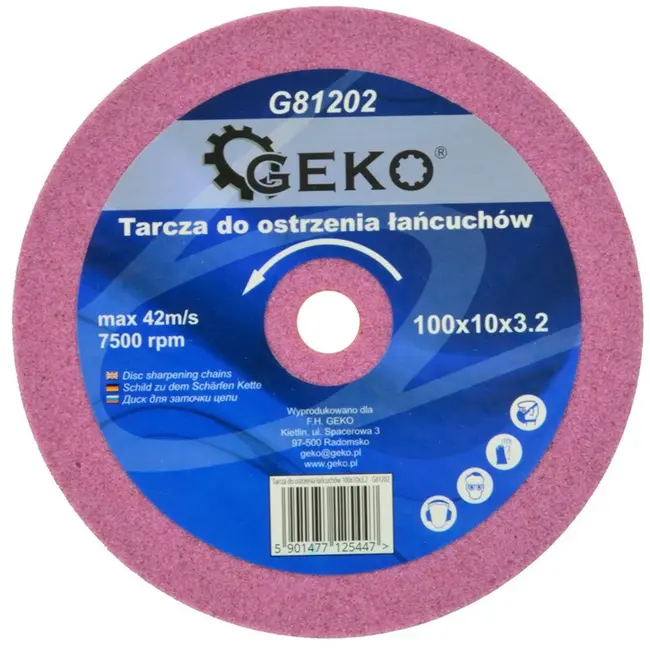 GEKO Slijpschijf voor kettingslijpers - 100x10x3,2 mm - Geschikt voor diverse slijpmachines