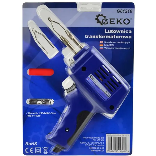 GEKO Soldeerpistool - 100W - LED-verlichting - Ergonomische greep - Inclusief accessoires
