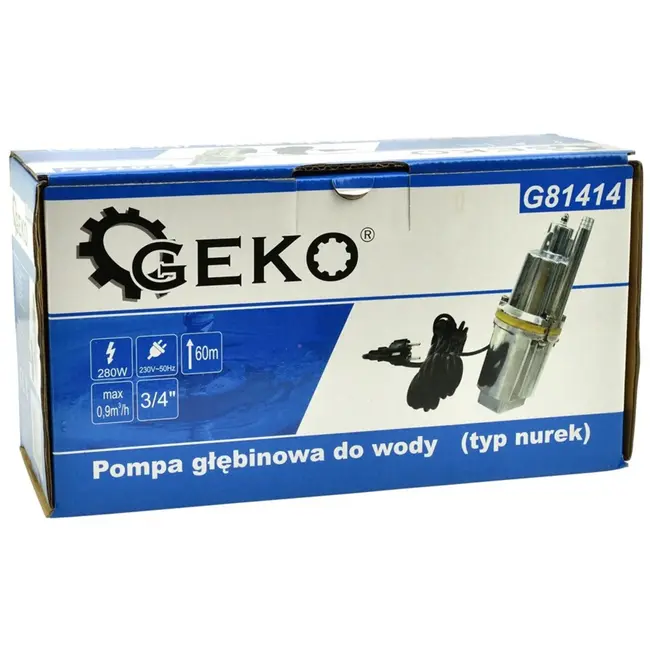 GEKO Diepwater dompelpomp - 280W - 60m hefhoogte - 0,9 m³/u capaciteit - 94mm diameter