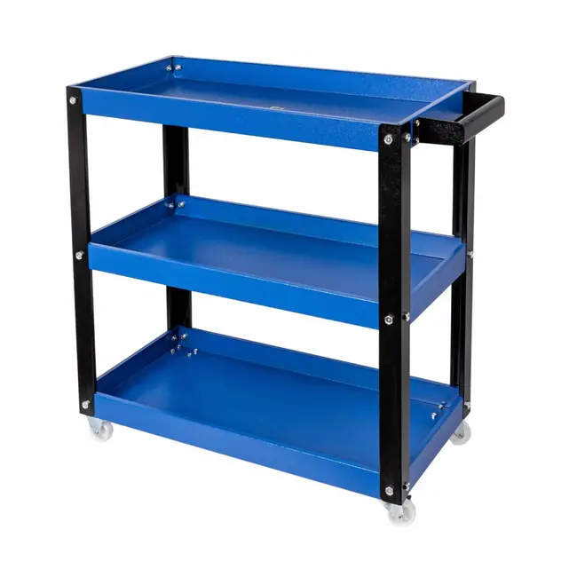 GEKO Trolley met 3 ruime planken - ergonomische handgreep - 4 wielen, 2 zwenkwielen met rem - 78,4 cm hoog