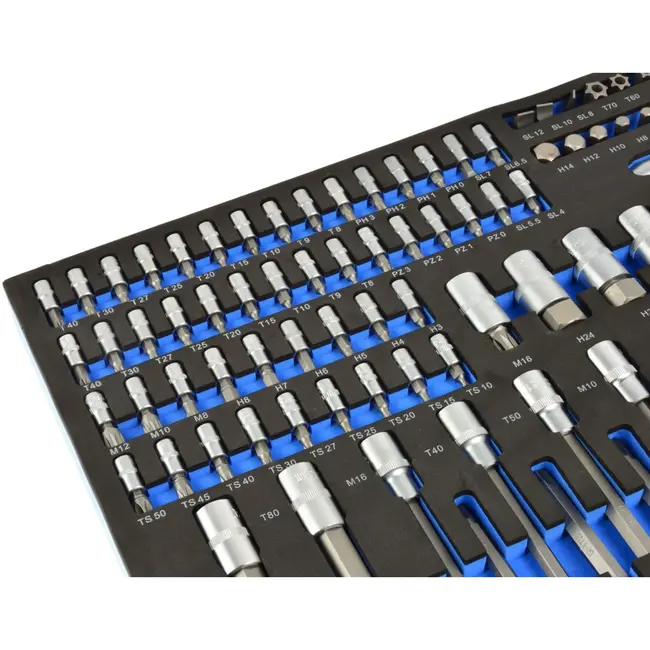 GEKO 102-delige bit- en dopset - veelzijdig - uitgebreide maten - robuust ontwerp