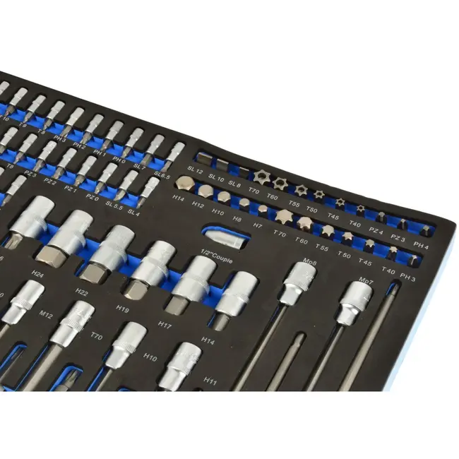 GEKO 102-delige bit- en dopset - veelzijdig - uitgebreide maten - robuust ontwerp