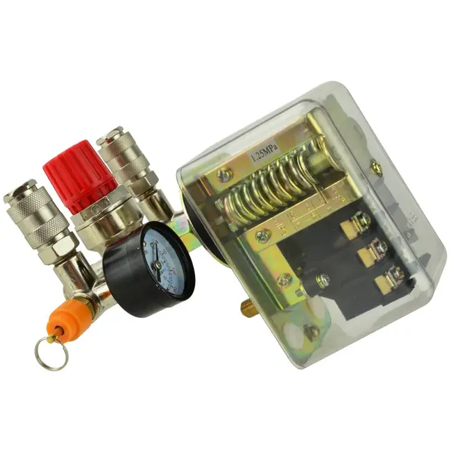 GEKO Drukschakelaar met reducer - 2 manometers - 400V - Automatische uitschakeling - Veiligheidsklep