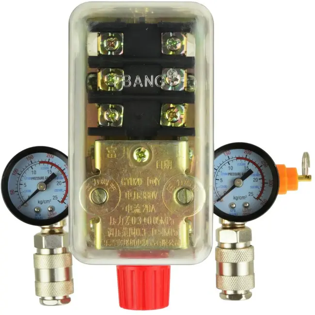 GEKO Drukschakelaar met reducer - 2 manometers - 400V - Automatische uitschakeling - Veiligheidsklep