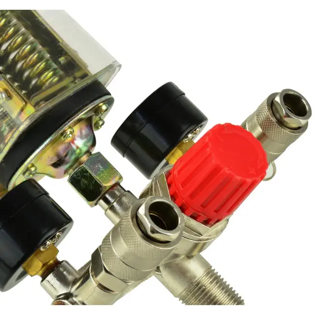 GEKO Drukschakelaar met reducer - 2 manometers - 400V - Automatische uitschakeling - Veiligheidsklep