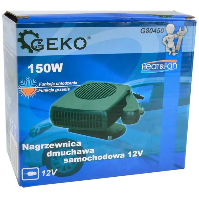 GEKO Auto ventilator - verwarming & koeling - 150W - 12V - compact ontwerp