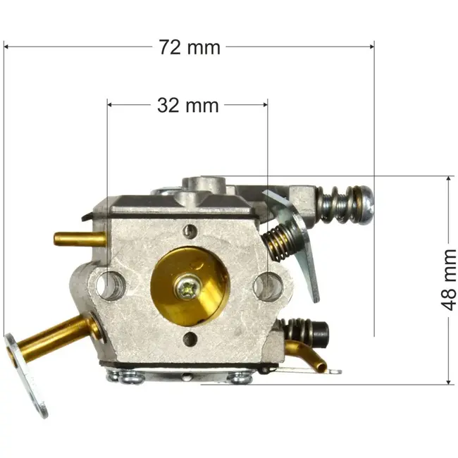 GEKO Carburateur - 2 schroefbevestiging - Schroefafstand 30 mm - Hoogte 76 mm - Diameter 15 mm