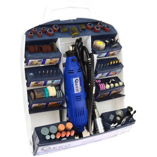 GEKO Rotary tool set - veelzijdig - flexibele as - 300-delig