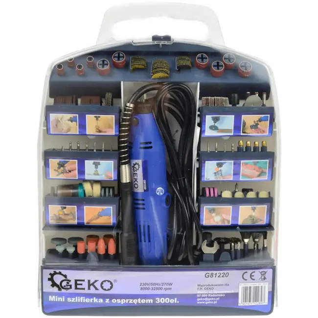 GEKO Rotary tool set - veelzijdig - flexibele as - 300-delig