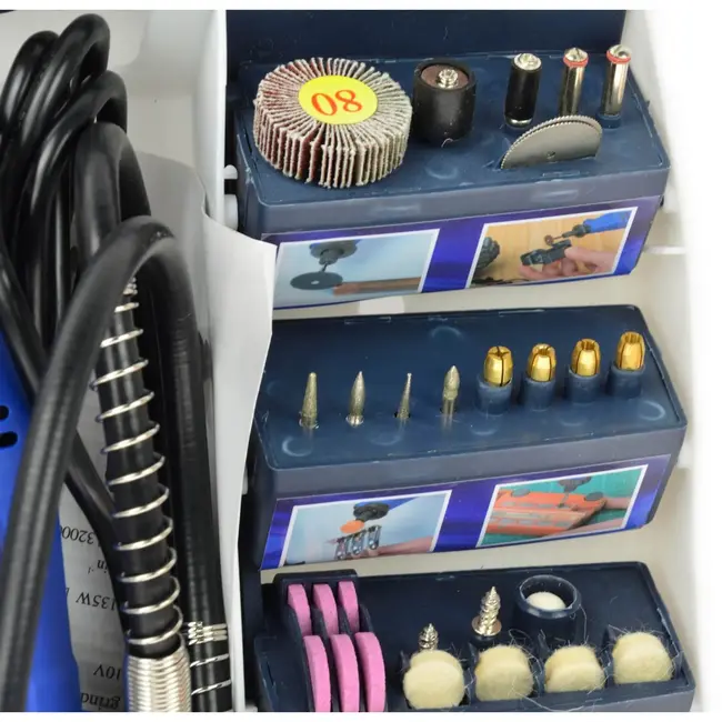 GEKO Rotary tool set - veelzijdig - flexibele as - 300-delig