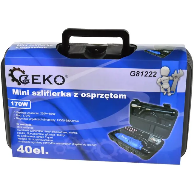 GEKO Rotary tool set - krachtige motor - variabele snelheid - flexibele as - 40-delige accessoireset
