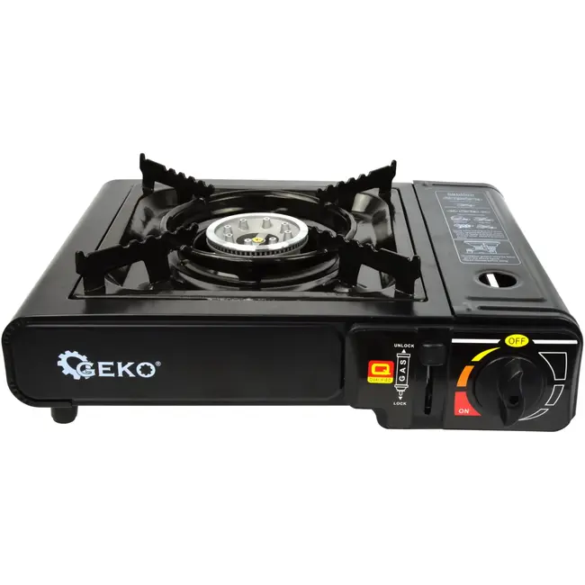 GEKO Compacte campingkooktoestel - 2,5 kW - draagbaar - matzwart - met draagkoffer