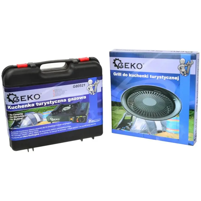 GEKO Compacte campingkooktoestel - 2,5 kW - draagbaar - matzwart - met draagkoffer