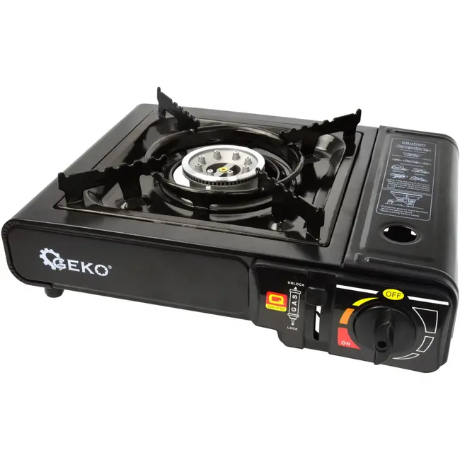 GEKO Compacte campingkooktoestel - 2,5 kW - draagbaar - matzwart - met draagkoffer