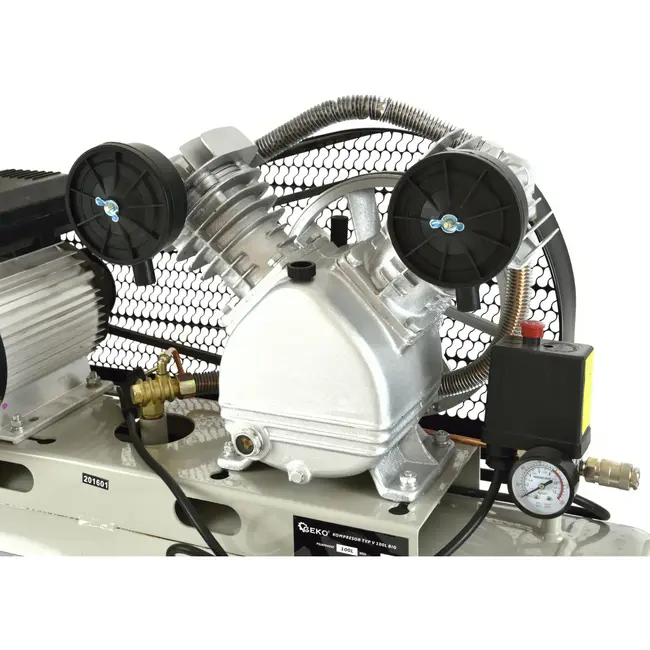 GEKO 100L luchtcompressor - V-Twin - 9 bar - 390 L/min - robuust ontwerp