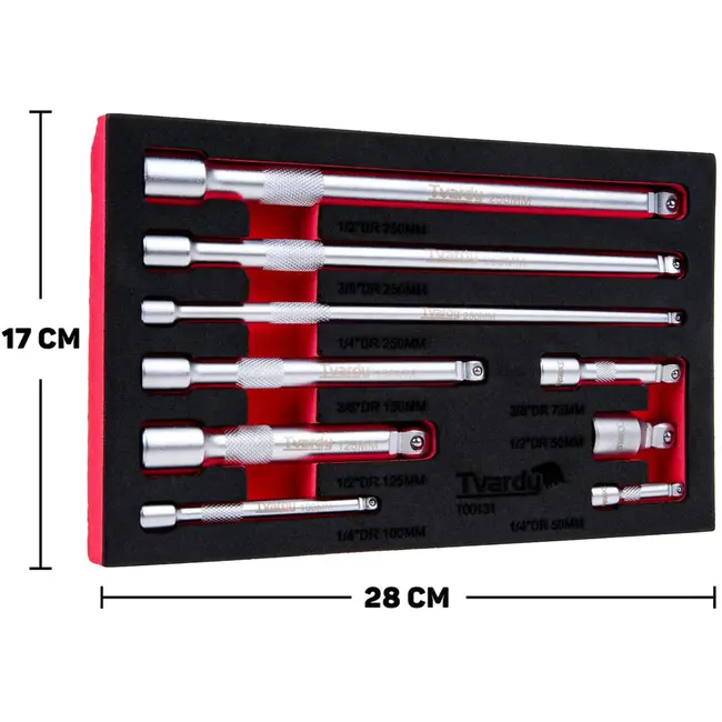 Tvardy 9-delige set zwenkverlengstukken - CrV staal - Voor moeilijk bereikbare plekken - Inclusief schuiminzet