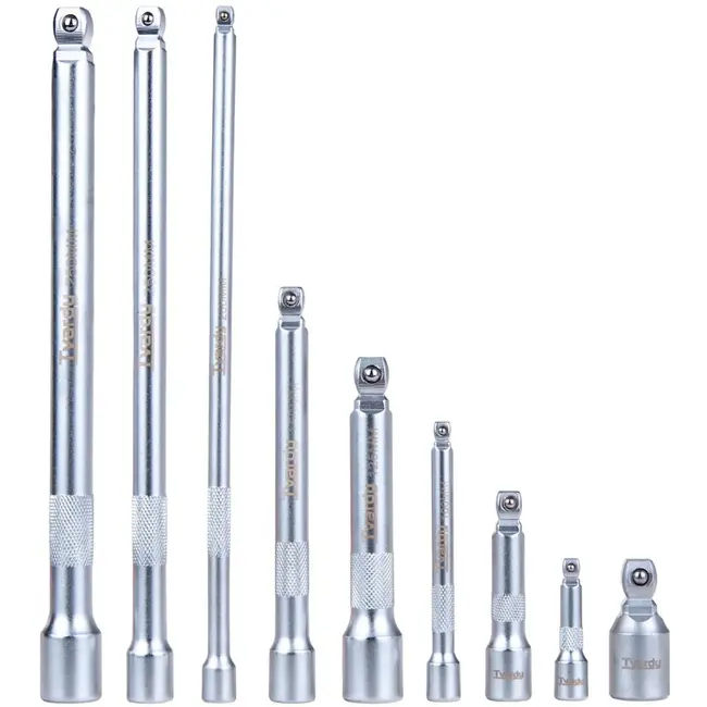 Tvardy 9-delige set zwenkverlengstukken - CrV staal - Voor moeilijk bereikbare plekken - Inclusief schuiminzet