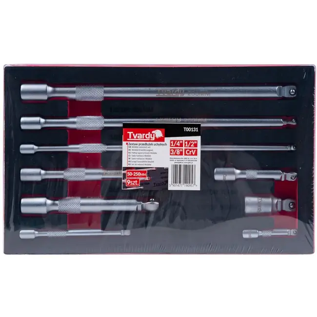 Tvardy 9-delige set zwenkverlengstukken - CrV staal - Voor moeilijk bereikbare plekken - Inclusief schuiminzet