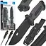 GEKO Tactisch mes - Clip point - Met kompas en vuurstarter - 275 mm - Zwart