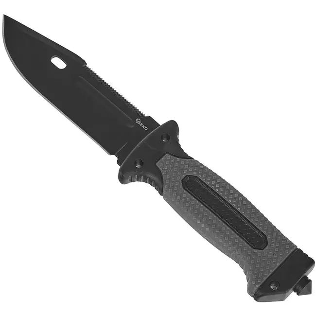 GEKO Tactisch mes - Clip point - Met kompas en vuurstarter - 275 mm - Zwart