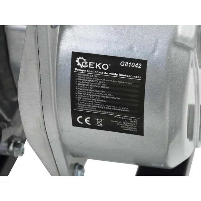 GEKO Waterpomp - Benzine - 6,5 PK - 2" - Robuust ontwerp