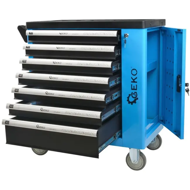 GEKO Gereedschapswagen - 7 lades - 243-delige set - Stalen frame - Poedercoating