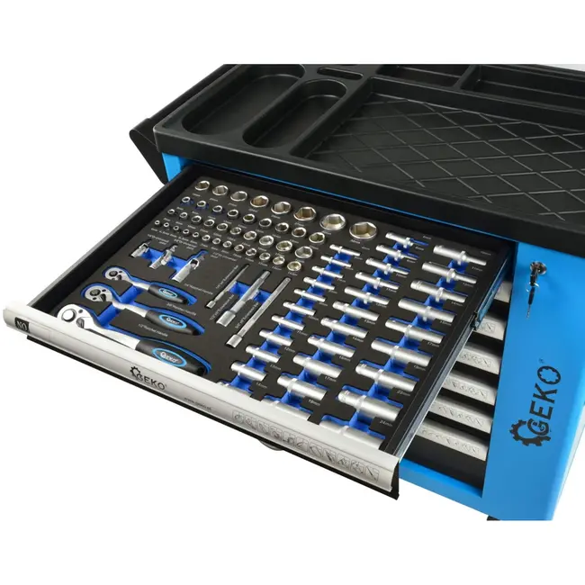 GEKO Gereedschapswagen - 7 lades - 243-delige set - Stalen frame - Poedercoating