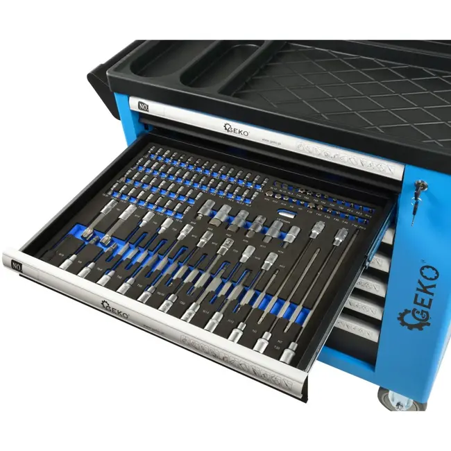 GEKO Gereedschapswagen - 7 lades - 243-delige set - Stalen frame - Poedercoating