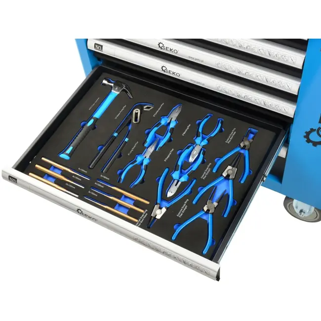 GEKO Gereedschapswagen - 7 lades - 243-delige set - Stalen frame - Poedercoating