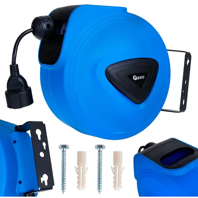 GEKO Automatische haspel verlengkabel - 15m + 1.5m - Wandmontage - Flexibel en duurzaam
