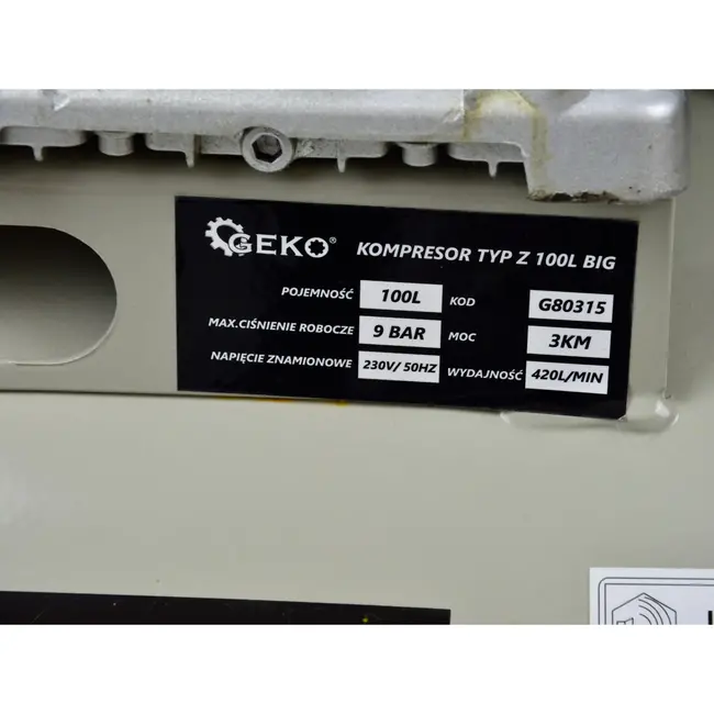 GEKO 100L luchtcompressor - 9 bar - 420 L/min - horizontaal - 4 wielen