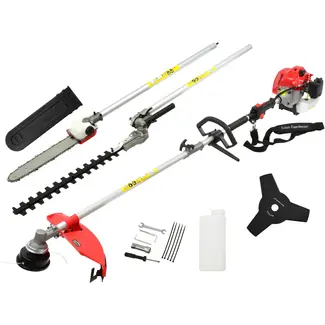 John Gardener Multifunctionele 4-in-1 bosmaaier met 51,7cc motor, 14" kettingzaag, heggenschaar, trimmer en 3T mes
