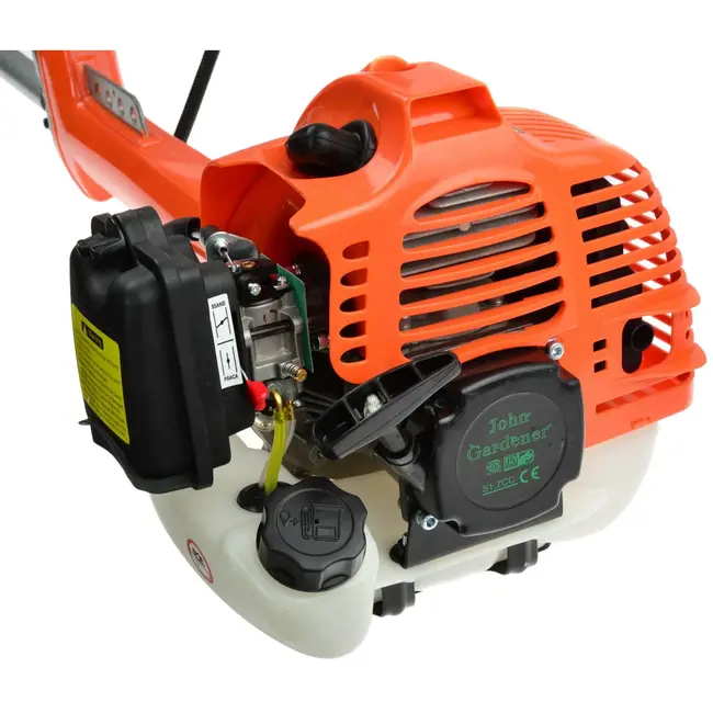 John Gardener benzine bosmaaier 52cc met 3-tands mes, nylon koord, anti-vibratiesysteem en ergonomische V-handgreep