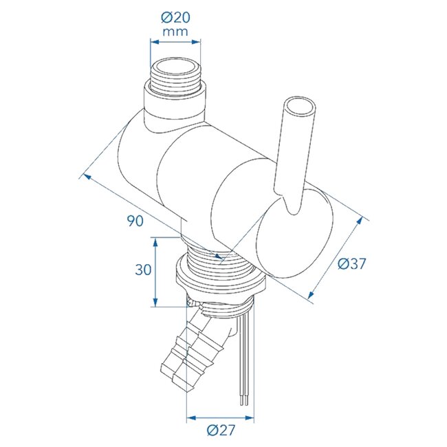 ProPlus Caravan Mengkraan – R 1/2 Aansluiting & Microschakelaar