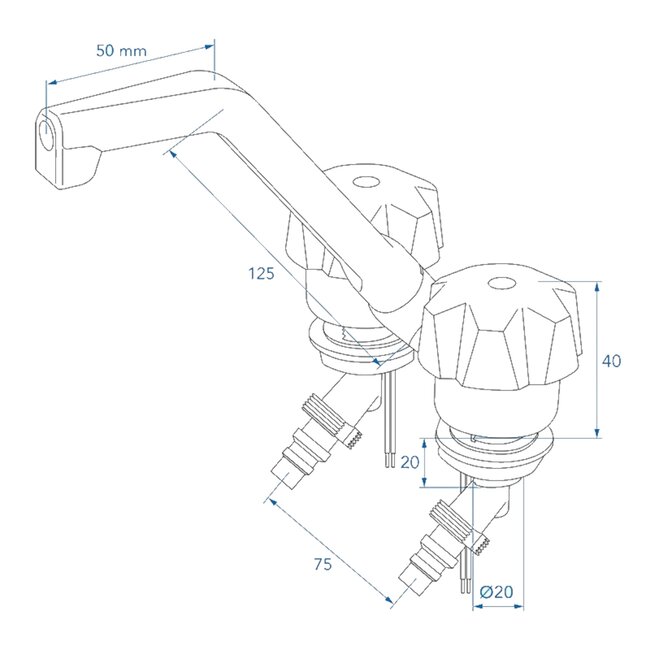 ProPlus Mengkraan De Luxe Ø20 mm – Zwart/Chroom, Draaibare Uitloop