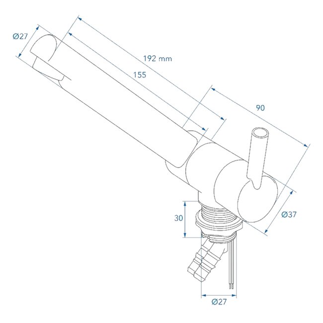 ProPlus Mengkraan Ø27 mm – 12V, Rechte Uitloop & Microschakelaar